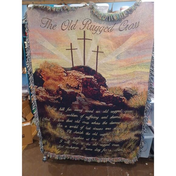 The Old Rugged Cross Blanket 51 × 68 Religious Beautiful Big Made In USA - Picture 2 of 11